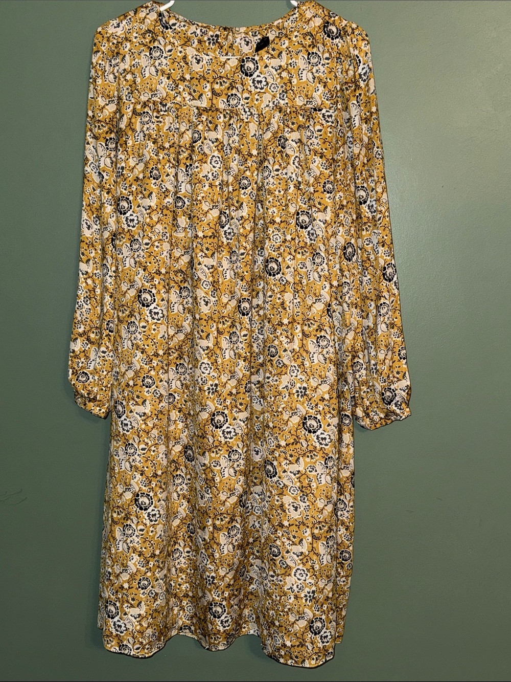Ann Taylor Yellow Floral Flowy Loose Belted Dress 12 Petite